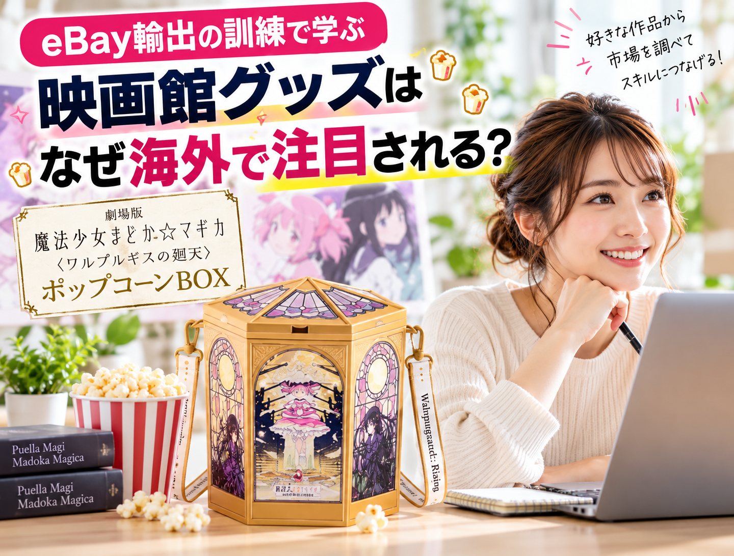 【eBay輸出】映画館限定グッズはなぜ海外で注目される？まどマギのポップコーンBOXから学ぶ市場分析｜大阪の就労移行支援リワーク滝井